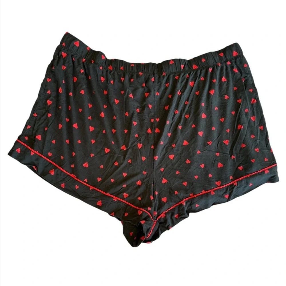 Victoria’s Secret Black & Red Hearts Button Down Modal Short Pajama Sleep Set XL - Picture 12 of 13